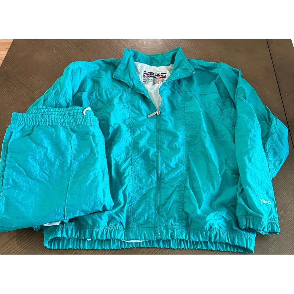 80s HEAD Sportswear Teal Tracksuit Windbreaker Jacket & Pants READ‎ Vintage